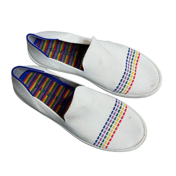 Rothy's the sneaker girls size white rainbow slip on shoes